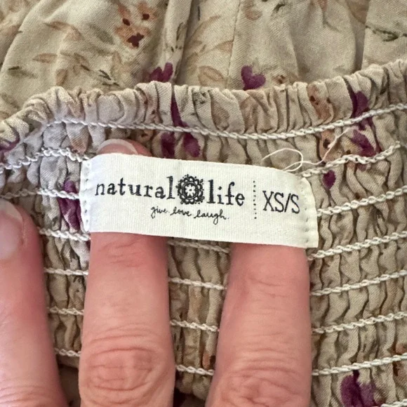 NATURAL LIFE Floral Wide Leg Pants - Cream and Purple - Picture 5 of 5